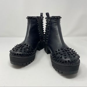 Spiky Black Faux Leather Spikes Studs Boots 7M